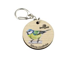 Přívěsek na klíče kulatý - Sýkora modřinka