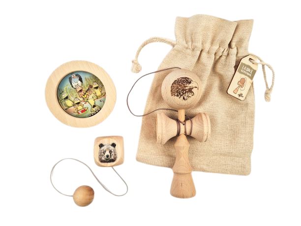 Akční balíček her Kendama + Kuličkolam + Hopík