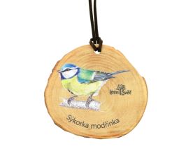 Dřevěná medaile letokruh - Sýkora modřinka