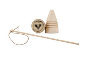 Dřevěná káča RETRO s bičíkem - Sova pálená pérovka