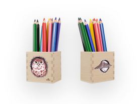 Dřevěný stojánek na tužky - Sova (1)