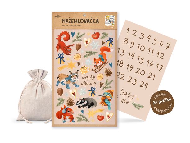 Adventní kalendář - sada pytlíčků (24 ks) + Nažehlovačka L 047