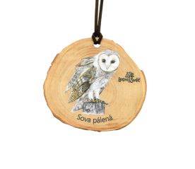 Dřevěná medaile letokruh - Sova pálená